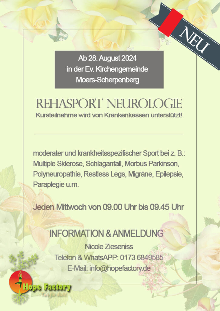 Flyer für neurologischen Rehasport in Moers