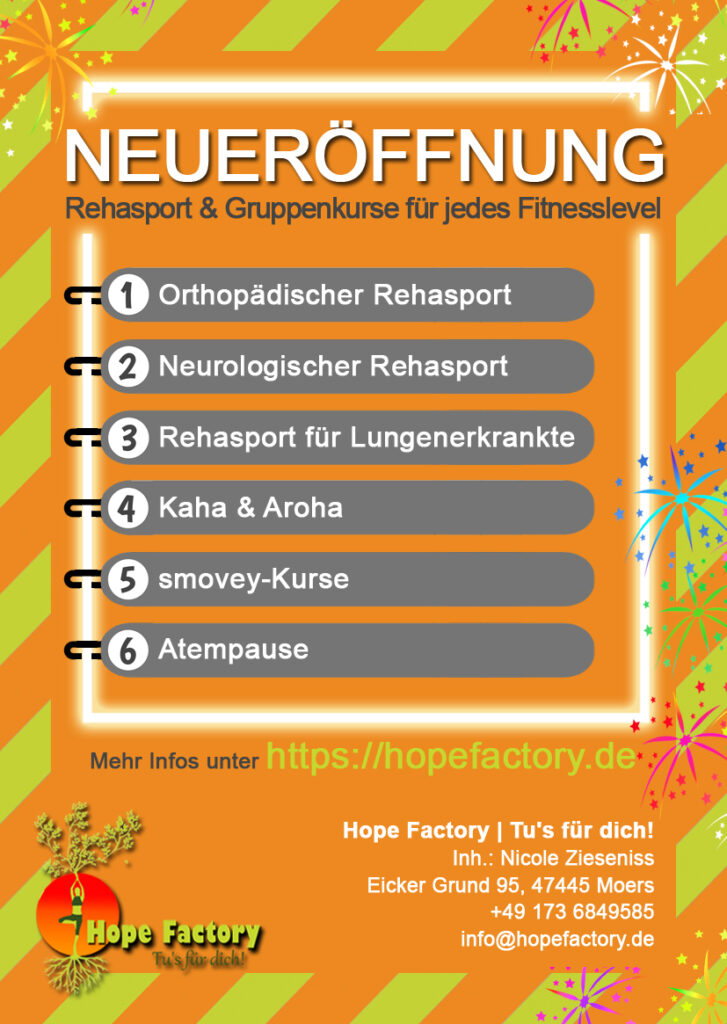 Neueröffnung. Rehasport in Moers Eick-West.