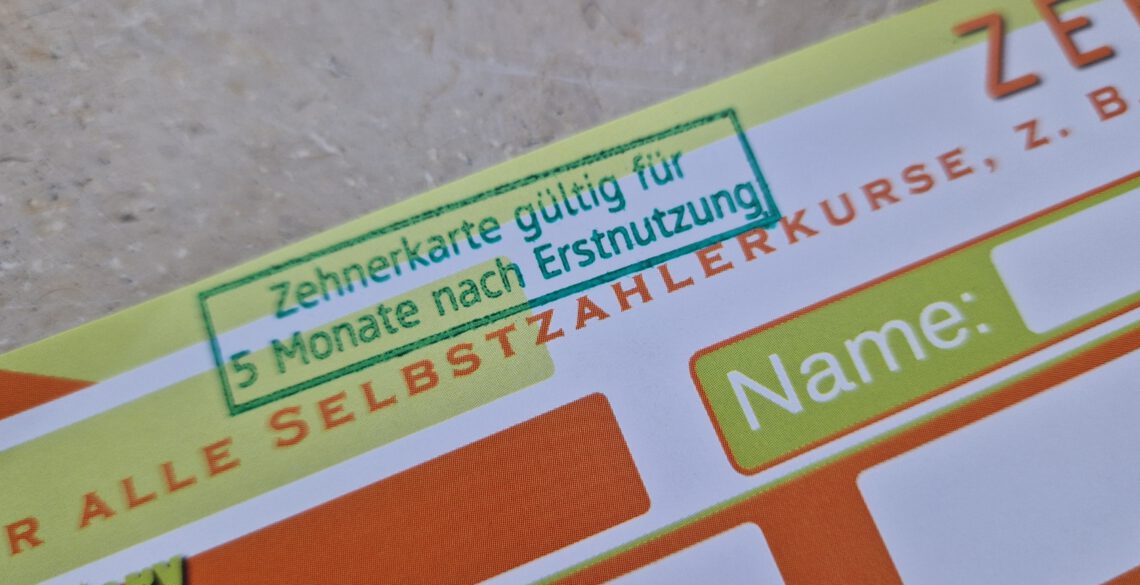 Zehnerkarten für Gruppenkurse