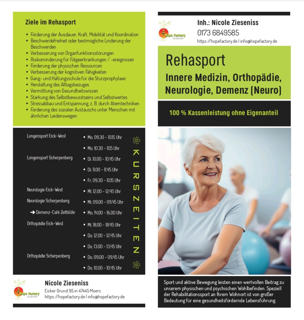 Rehasport in Moers - Flyer